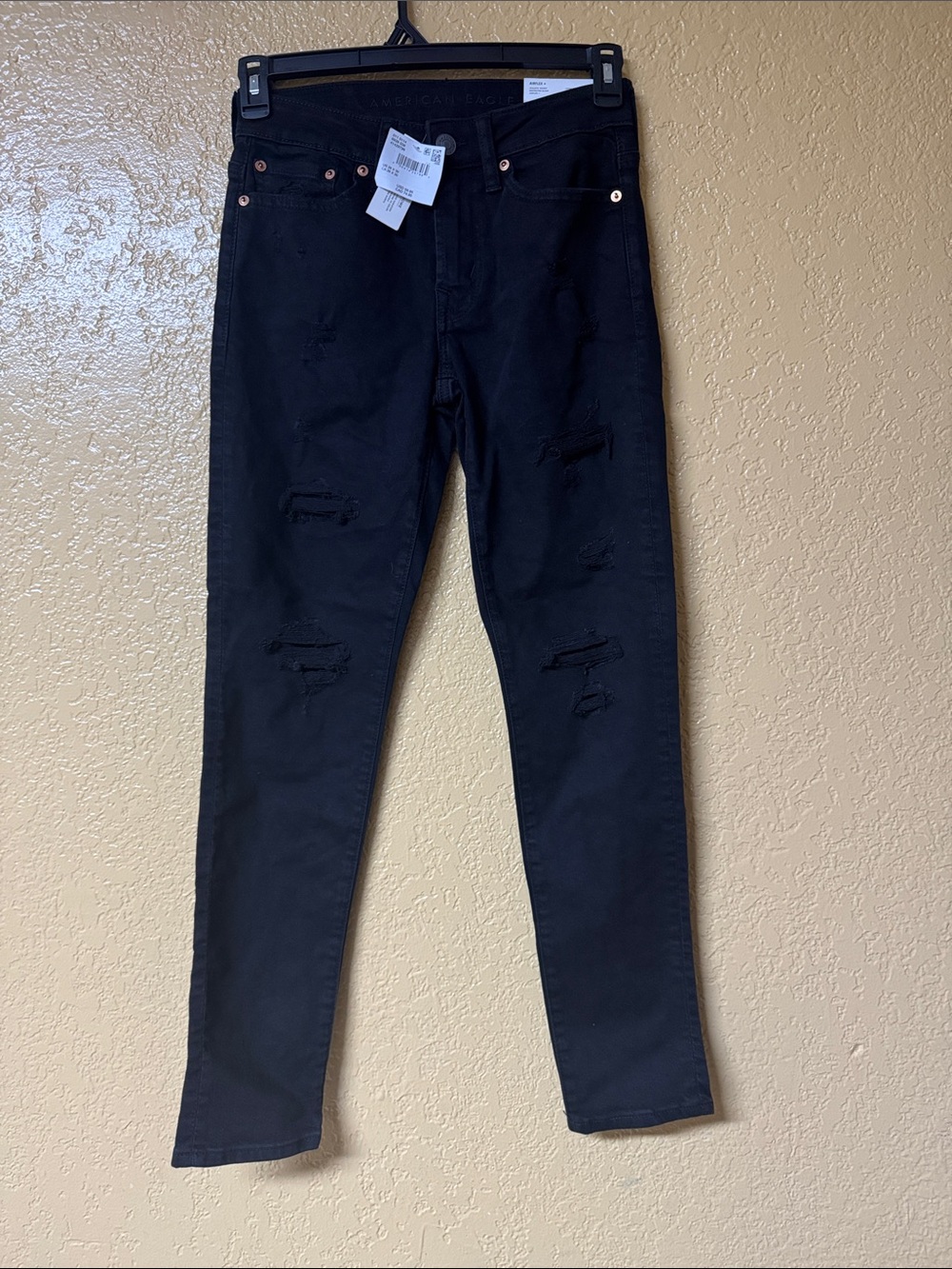 American Eagle Outfitters Black Skinny Ripped Jeans